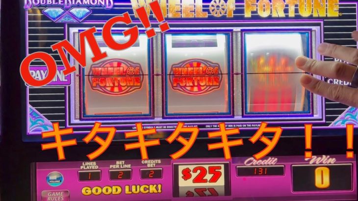 wheel of Fortune 25＄slot machine mega win???　/ラスベガス　スロット