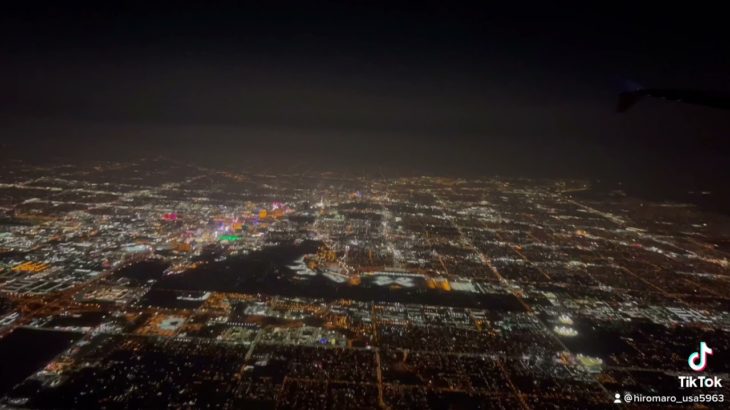 機内から見たLas Vegasの美しい夜景です　　　＃ラスベガス　＃飛行機　＃夜景
