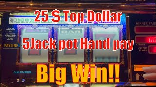 Slot Maschine 25＄ Top Dollar Big Win!! /　15分で5回のJACKPOT！！総統がラスベガスでハイリミットスロットを打つ動画