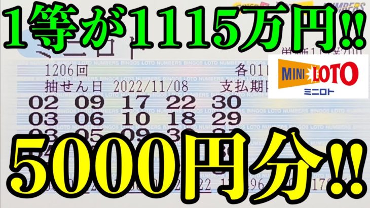 【宝くじ】ミニロトを５０００円分(２５口)購入して勝負しました！！