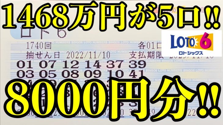 【宝くじ】ロト６を８０００円分(４０口)購入して勝負！！