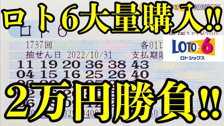【宝くじ当選！】またロト６を２万円分(１００口)購入して勝負！！