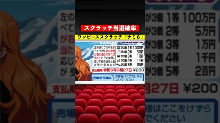 【宝くじの当選確率】ワンピーススクラッチ 『ナミ6』1等100万円
